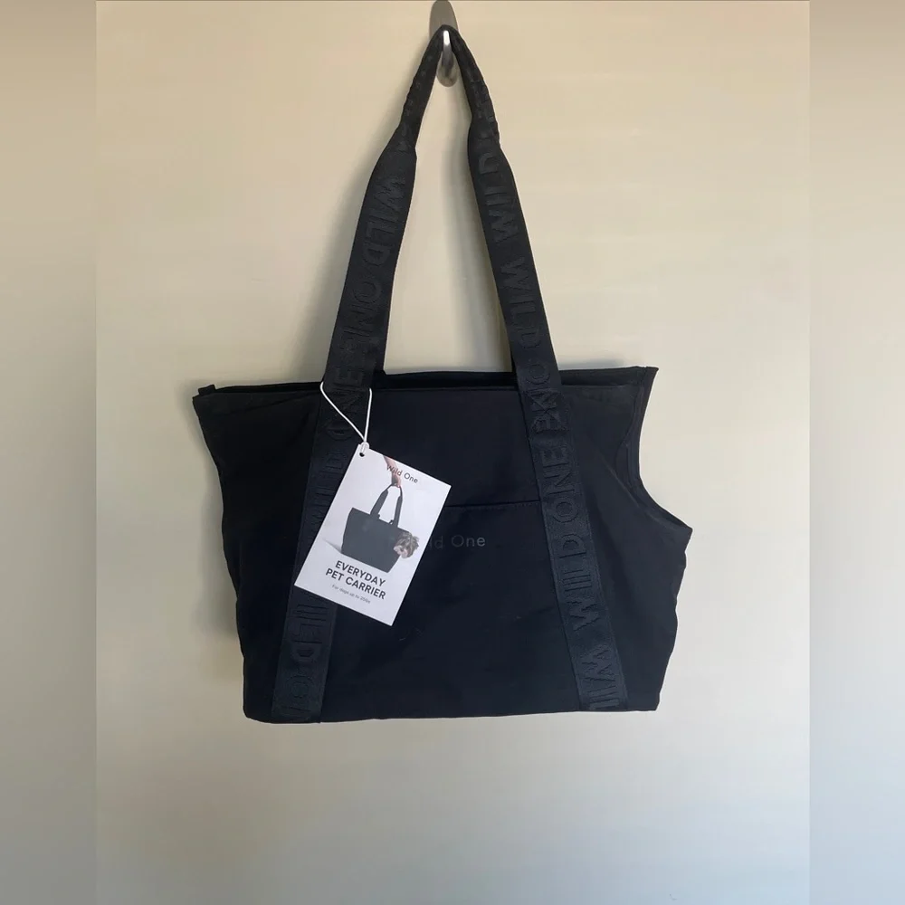 New Wild One Everyday Pet Carrier 100% COTTON Canvas Black Light Dog Carrier Bag